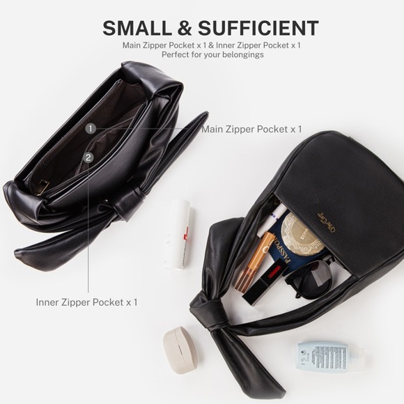 Women’s handbag Black Bow Shoulder Bag - Picture 4 of 6